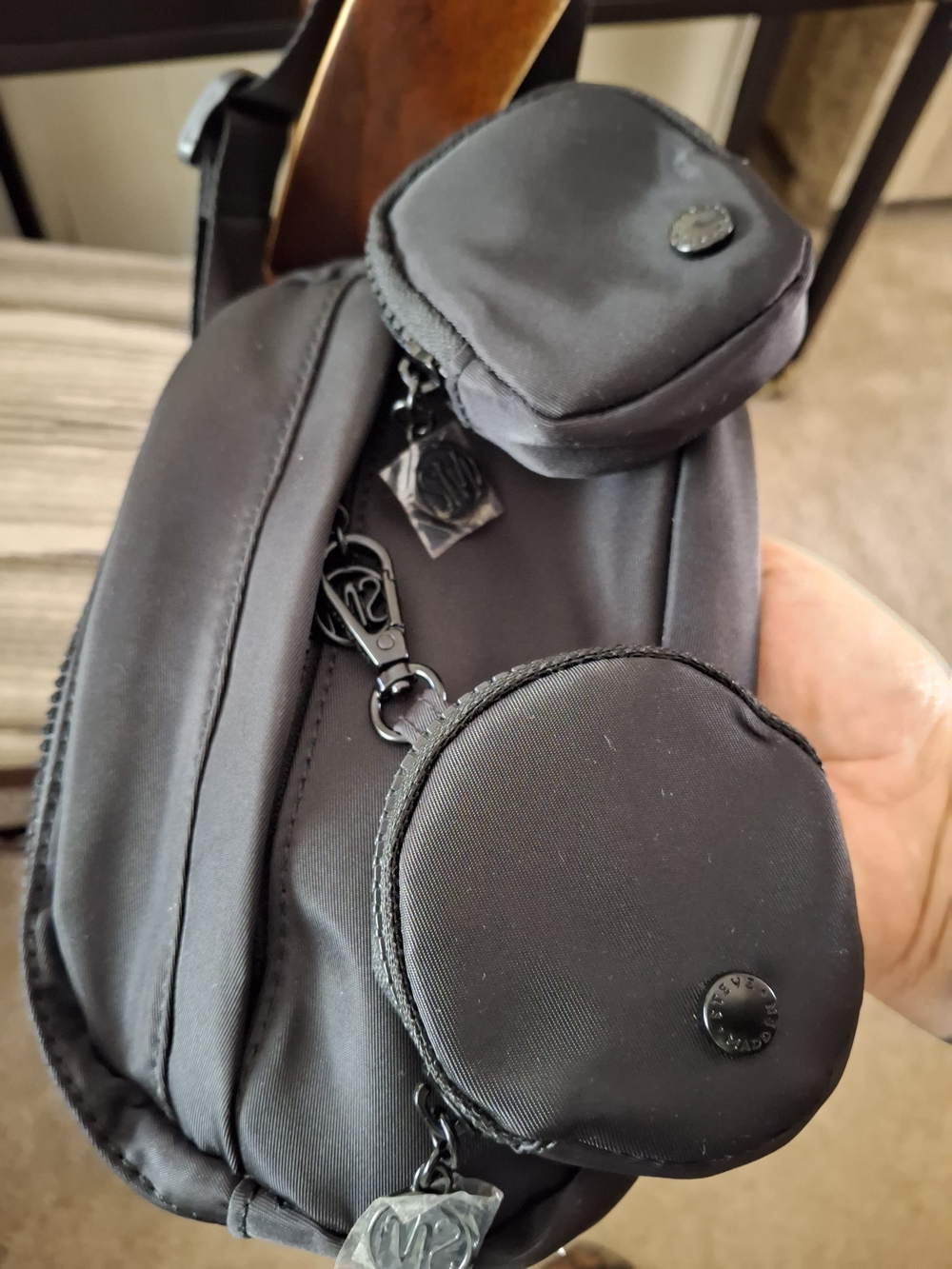 Steve Madden Black Fanny Belt Bag with Round Pockets